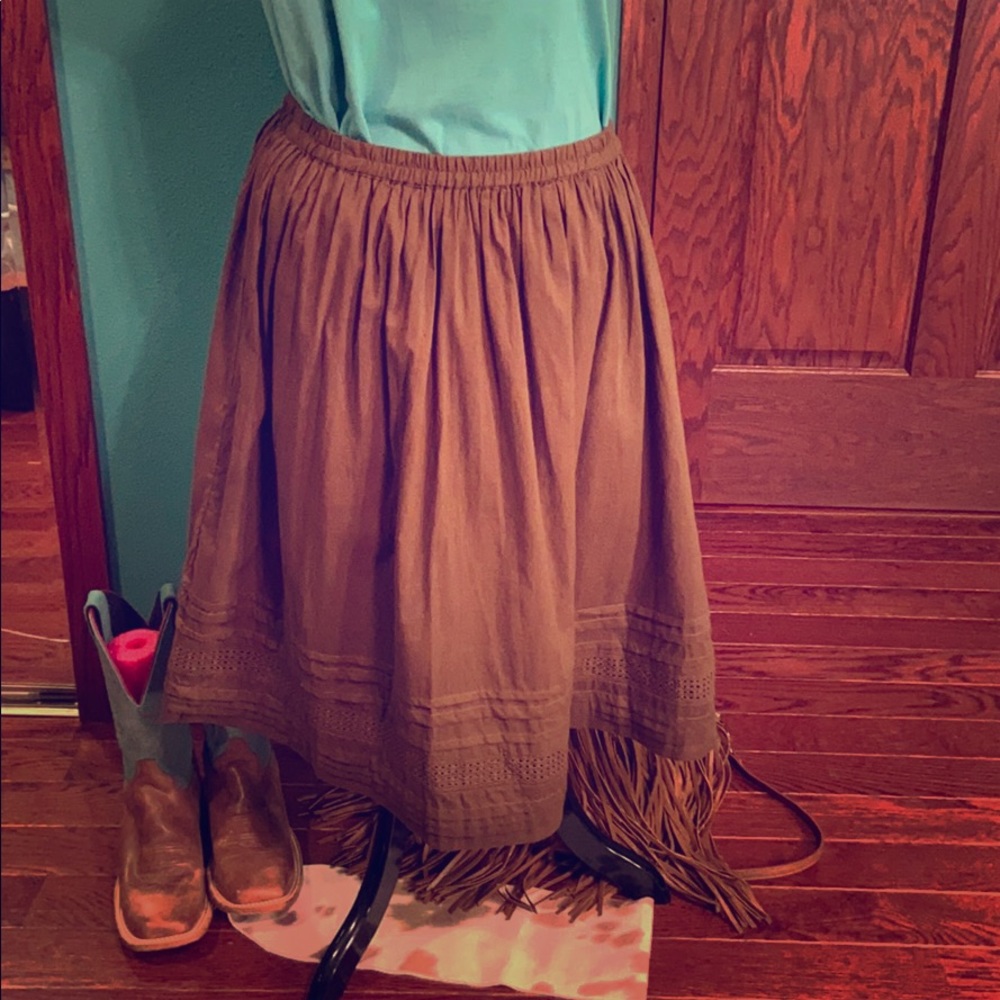 🐴Boho Cafe’ 100% cotton brown skirt size XL